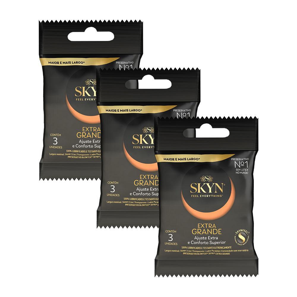 Kit 3 Preservativos SKYN Grande c/ 3 Unidades cada em Oferta na Shopee