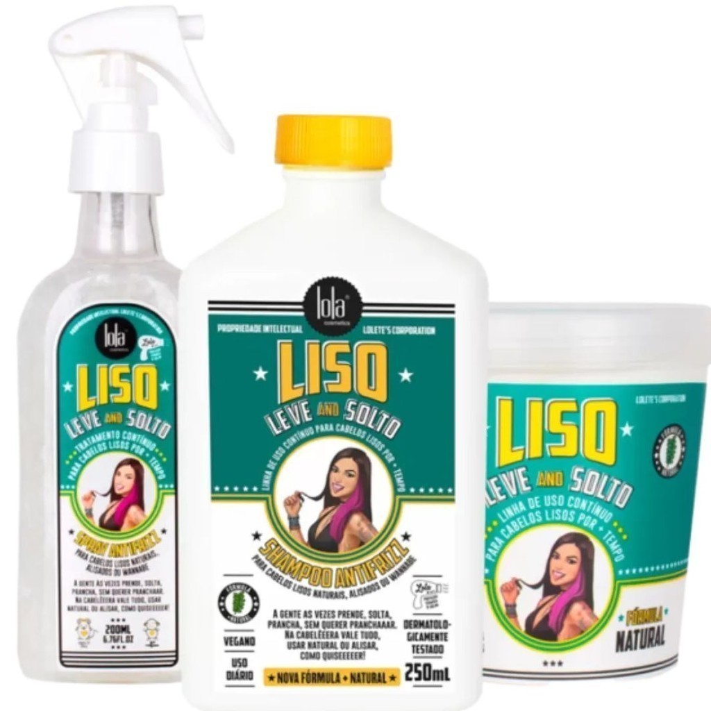Kit Antifrizz Liso Leve and Solto Completo Lola Cosmetics (3 produtos) em Oferta na Shopee