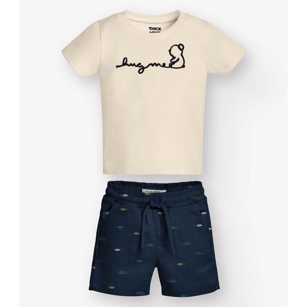 Conjunto Camiseta com Bermuda Menino Trick Nick Azul