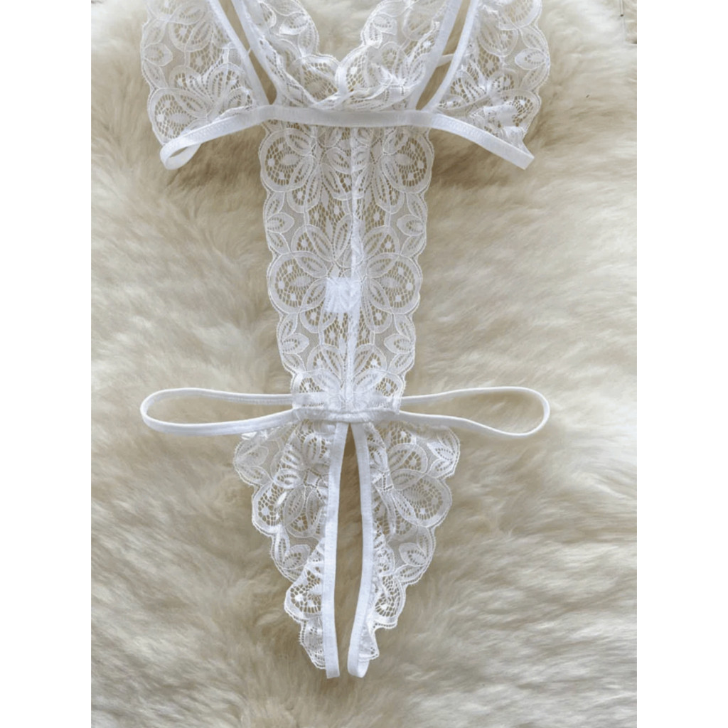 Body Com Abertura Lingerie Rendada Sexy em Oferta na Shopee