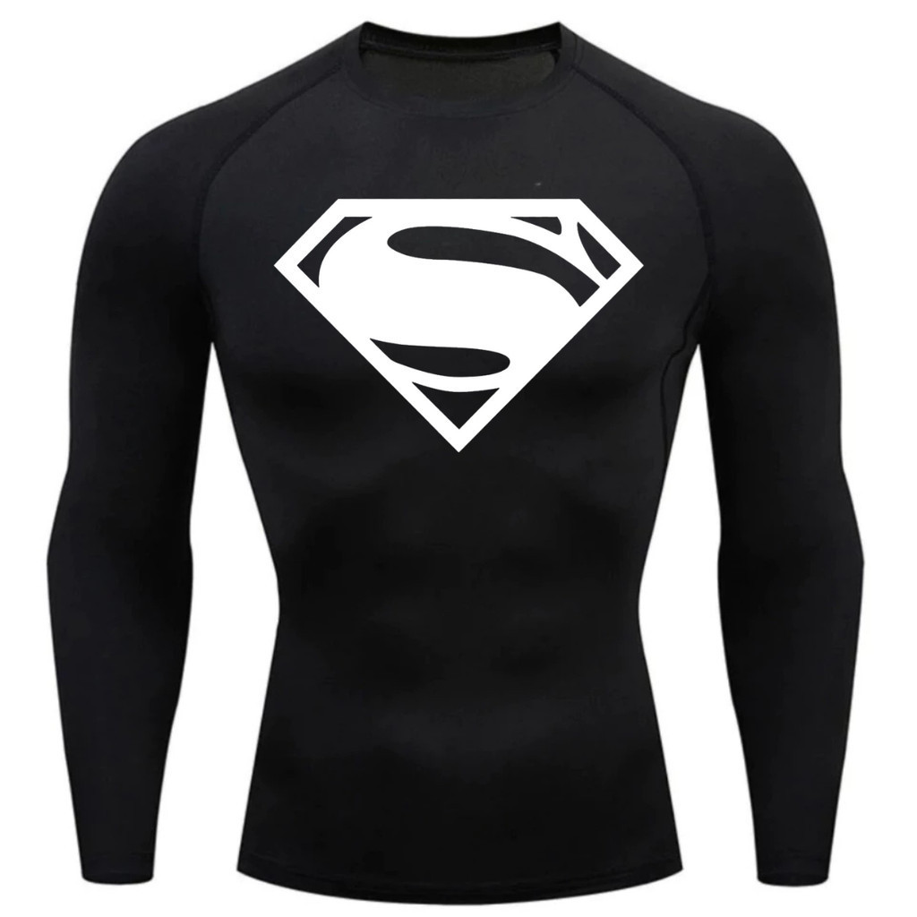 Camisa Compressão Proteção Uv 50+ Estampada Tecido Gelado Segunda Pele Manga Longa Super Man Super Homem Rash Guard em Oferta na Shopee
