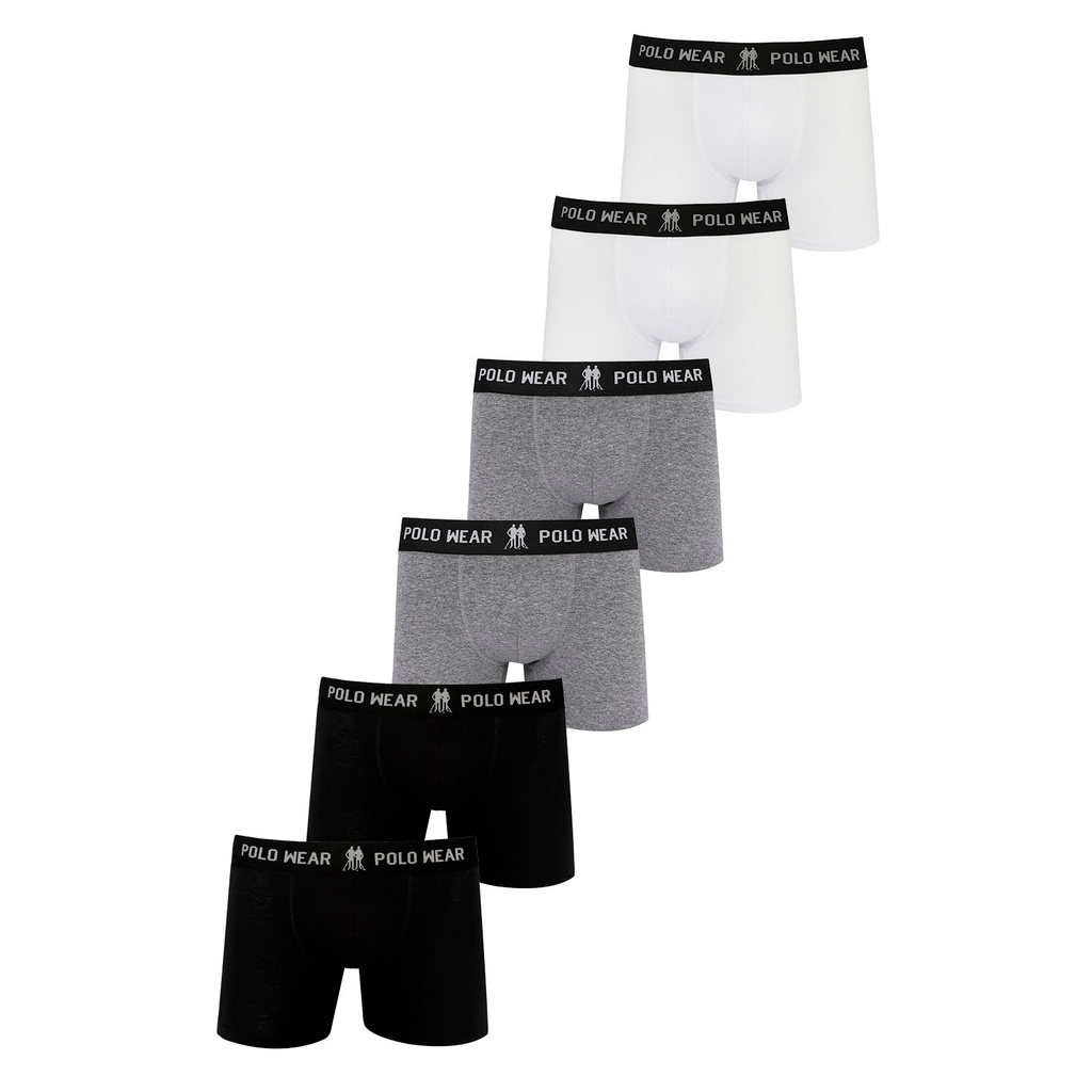Kit 6 Cuecas Boxer Algodão Polo Wear Sortido