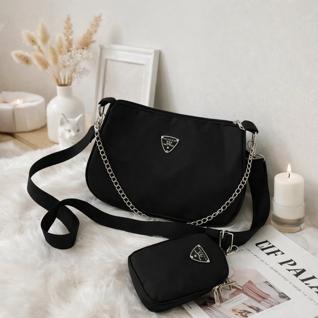 Bolsa Transversal Nylon Compacta para Uso Diário em Oferta na Shopee