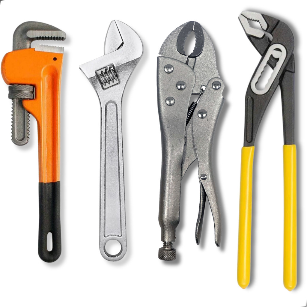 Kit Chave Inglesa + Alicate Bomba + Grifo + Alicate Pressão