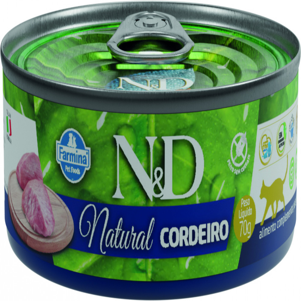 N&D Natural para Gatos de Todas as Raças Sabor Cordeiro e Blueberry 70g em Oferta na Shopee