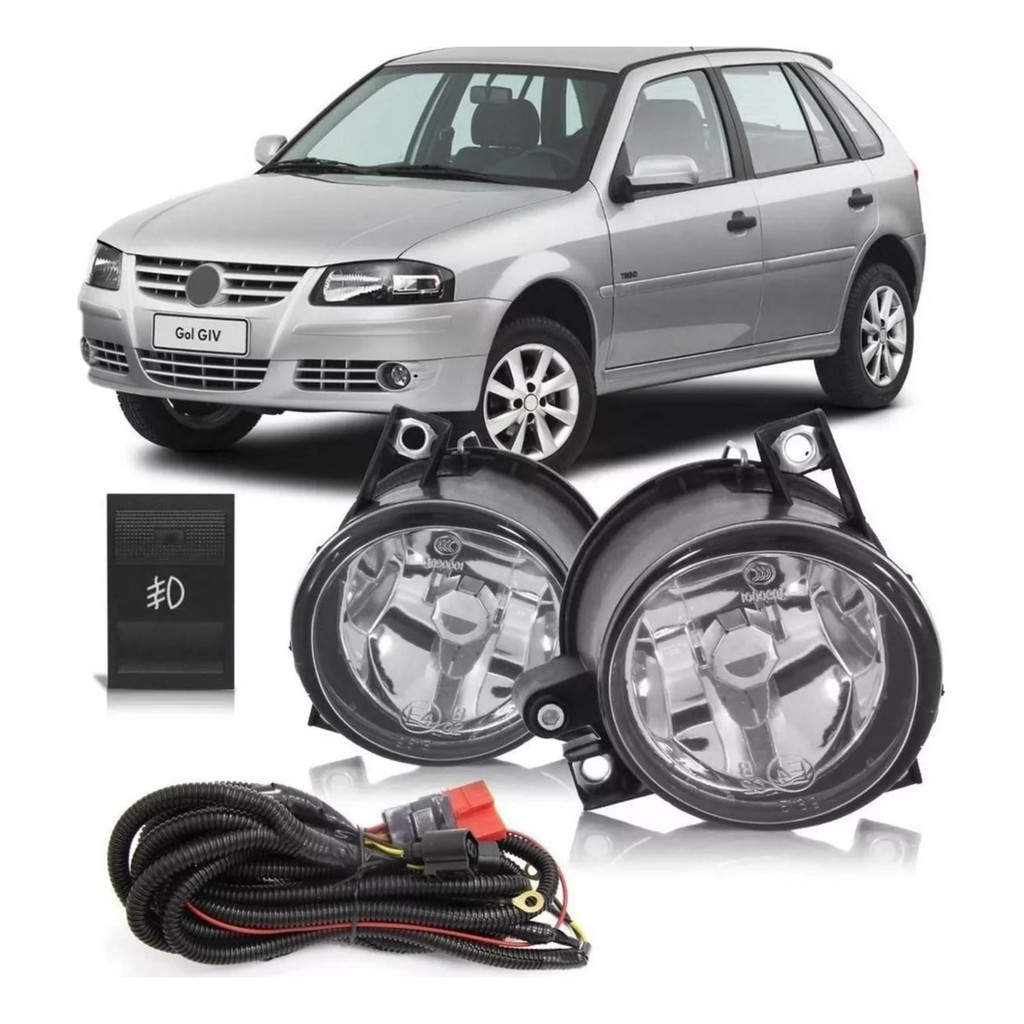 KIT FAROL DE MILHA/NEBLINA GOL PARATI SAVEIRO G4 2006 A 2009 BOTÃO ORIGINAL