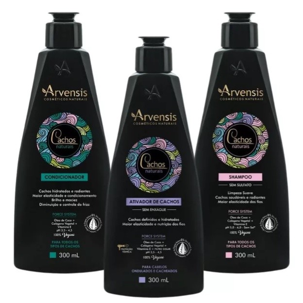 Kit Arvensis Shampoo Condicionador E Ativador De Cachos 300g
