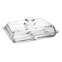 Porta Frios Colmeia 20cm Cristal Ecológico Lyor com Tampa para Queijos Frios Alimentos Café Mesa Posta Organização Lar