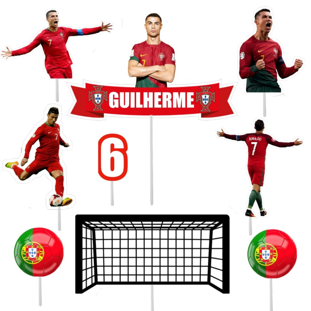 Topo Topper Decoração De Bolo Enfeite Cristiano Ronaldo CR7 em Oferta na Shopee