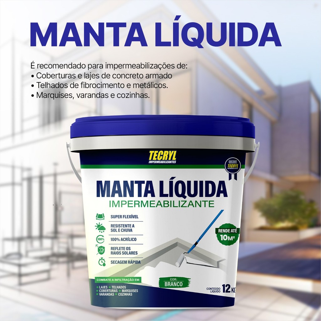 Manta Liquida Impermeabilizante TECRYL  Flexível Branca 12Kg