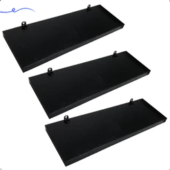 Kit 3 Prateleira Preta 30X10 + Suporte Flutuante Mdf Organizadora Decoração Cozinha Banheiro Sala