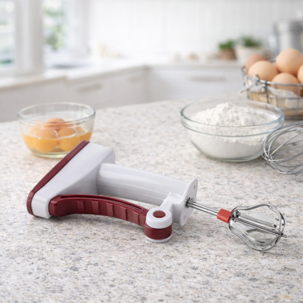 Batedeira Manual Portátil Mixer Giratório Em Aço Inox