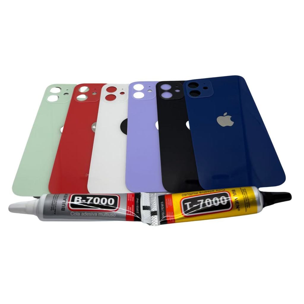 Tampa Vidro Traseira Para iPhone 12 COM  FURO MAIOR + Uma COLA 15 ML em Oferta na Shopee