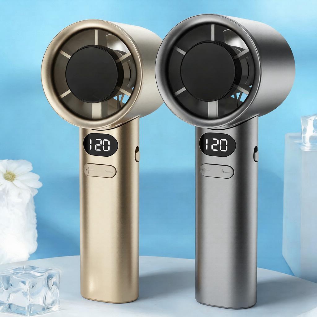 Mini Ventilador Turbo Portátil 120 Níveis De Velocidade Silencioso Display LED Digital USB Recarregável