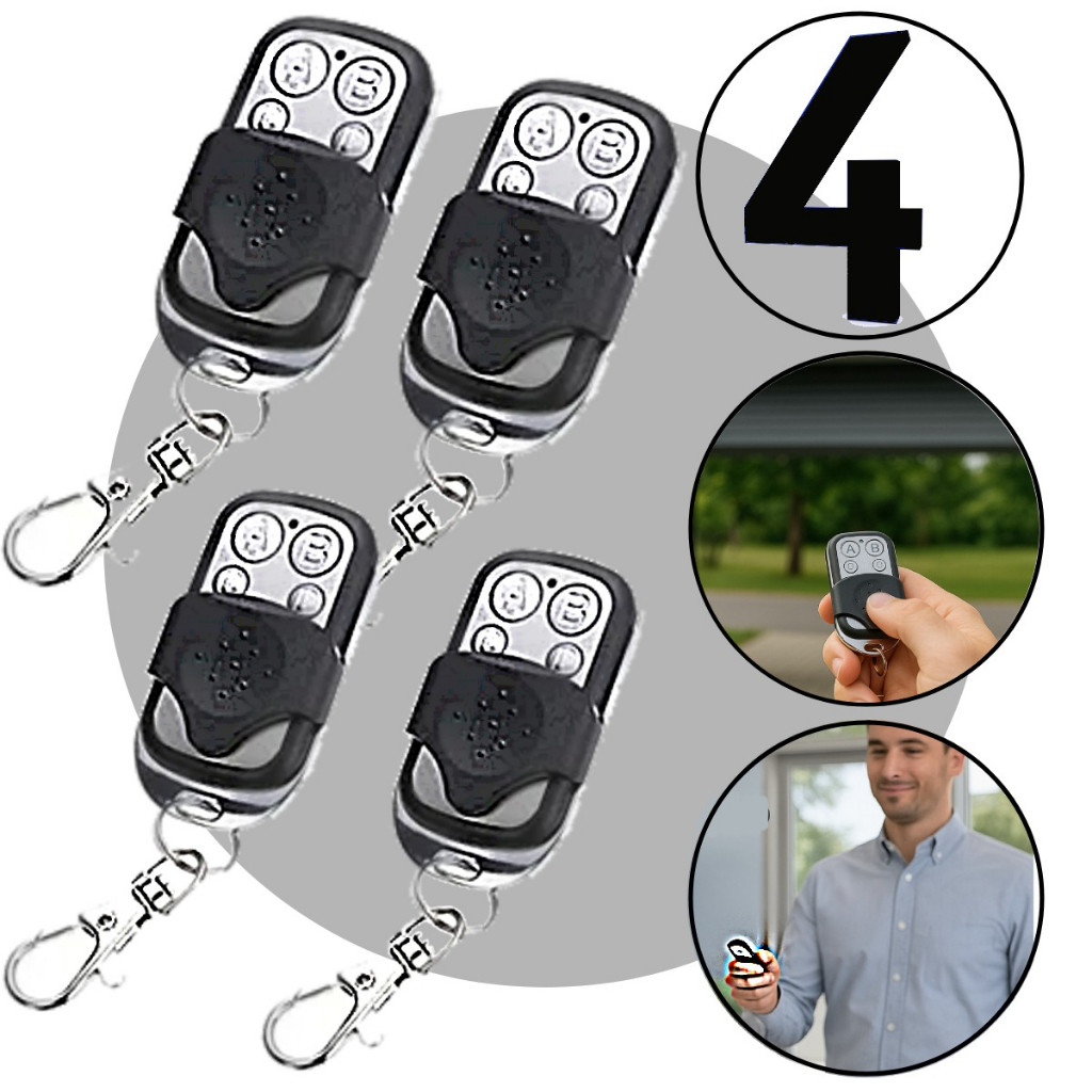 Controle Remoto Universal Para Portão De Garagem Eletrônico Elétrico Com Chaveiro 433mhz 4 Botões