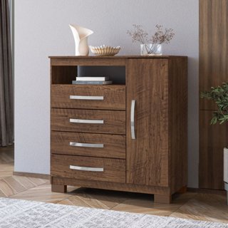 Cômoda Sapateira 1 Porta 4 Gavetas Itapema Malbec em Oferta na Shopee