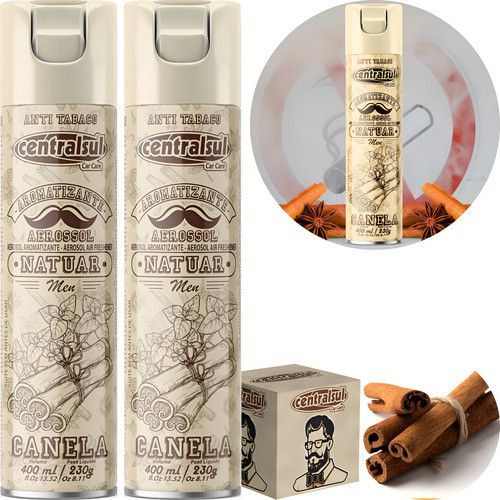 Kit 2 Aromatizante Anti Tabaco Canela Centralsul Spray 400ml em Oferta na Shopee