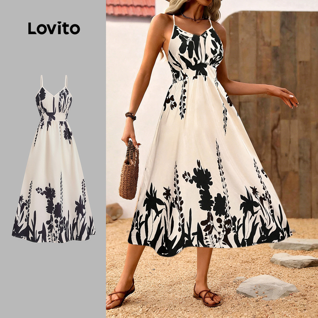 Lovito Vestido Boho Primavera/verão para Mulheres LBL29354 em Oferta na Shopee