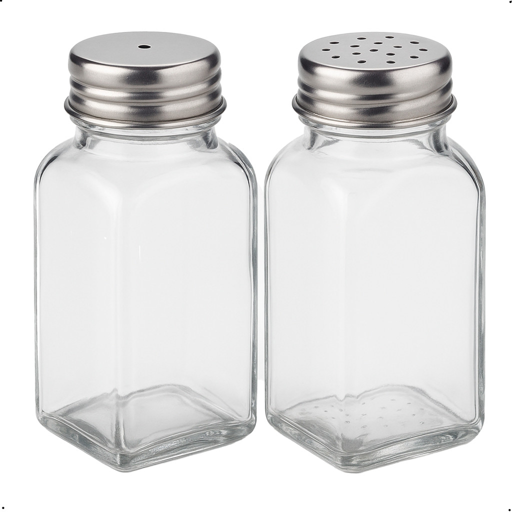 Kit Saleiro e Paliteiro Vidro 70ml com Tampa Inox – Essenciais à Mesa Para Uso Diário