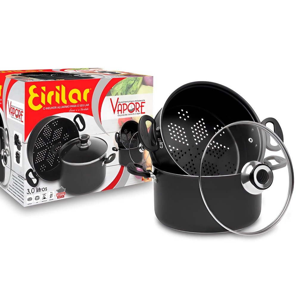 Panela Cozimento A Vapor Antiaderente 3 Litros Cozi Vapore Eirilar em Oferta na Shopee