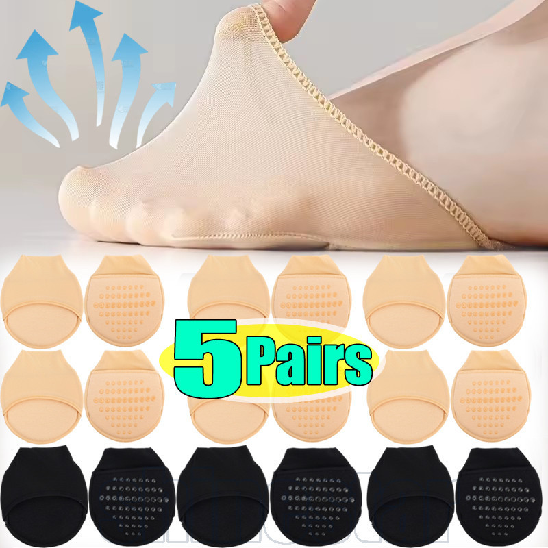 1/3/5 Pares De Meias Pontilhadas Invisíveis Antiderrapantes De Meia Palma – Almofadas De Descanso De Frontal Respiráveis