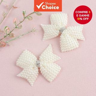 2pcs Pearl Hair Bow Clip White Boutique Princesa Acessórios De Cabelo Para Meninas em Oferta na Shopee