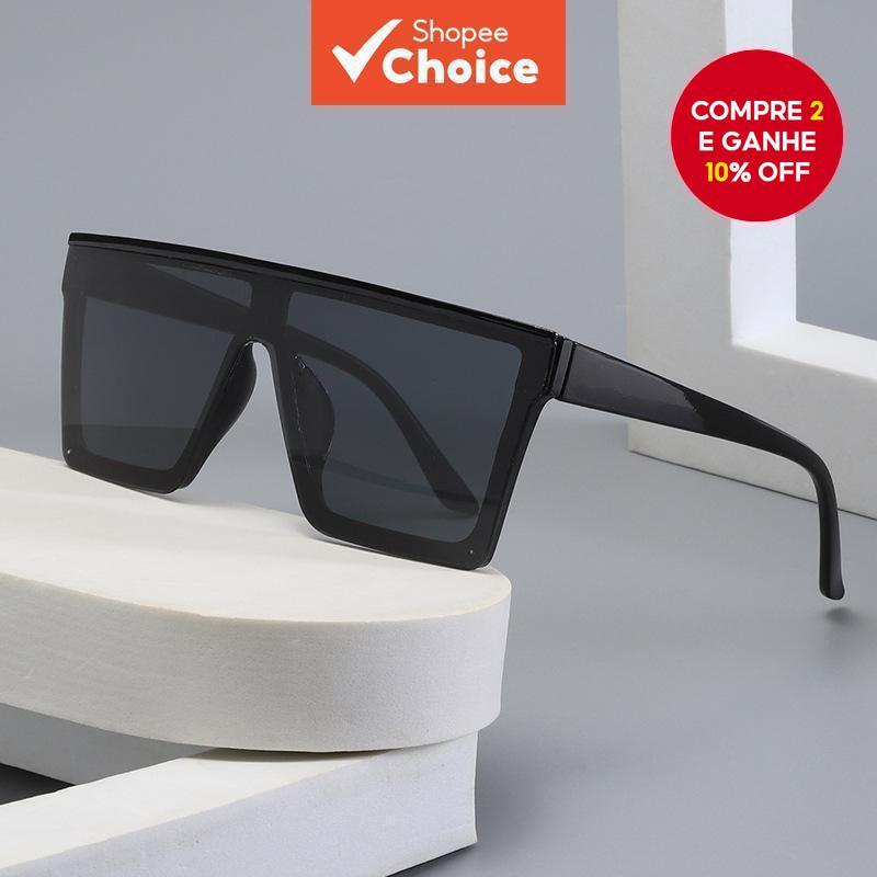 Óculos de Sol Quadrados Oversized Retrô - Unissex com Proteção UV e Armação Leve para Condução Urbana e Praia em Oferta na Shopee
