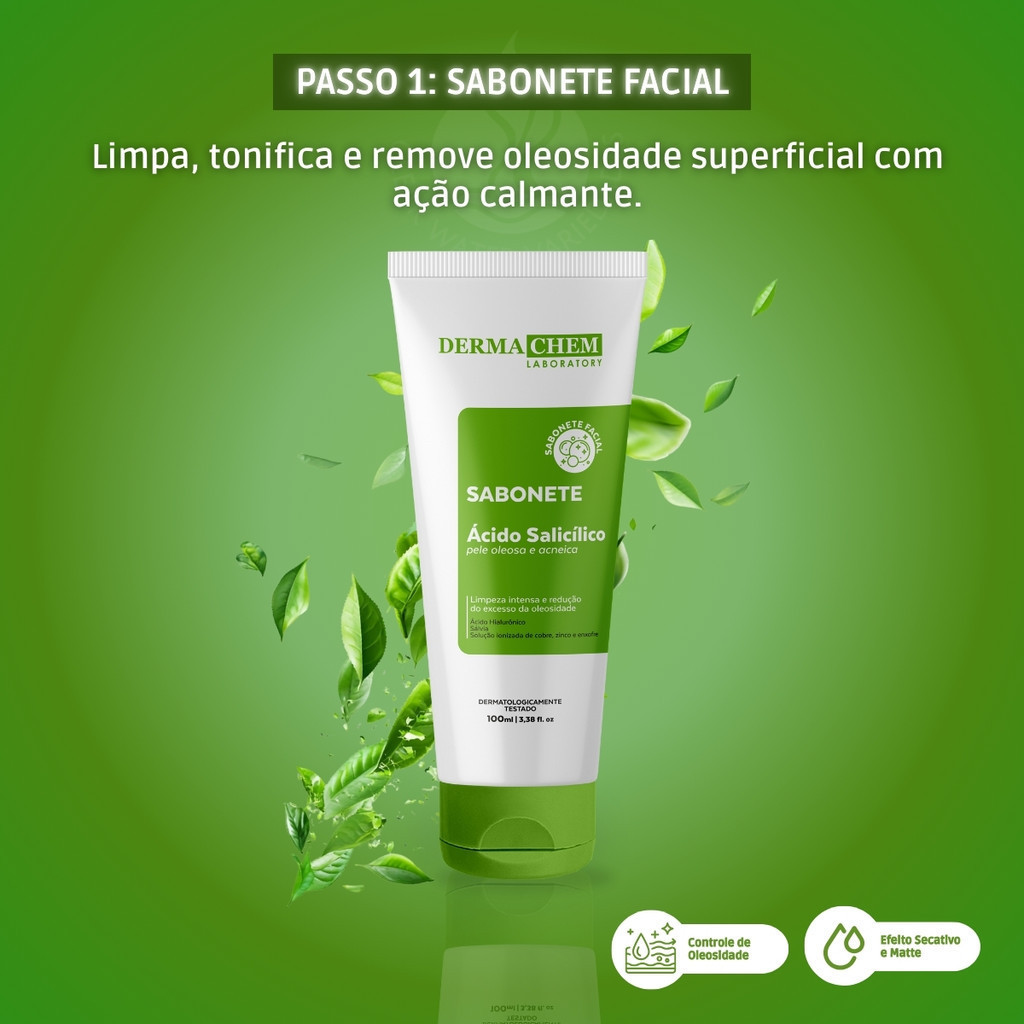 Kit Tratamento de Acne e Controle de Oleosidade Ácido Salicílico Completo com Sérum efeito Secativo