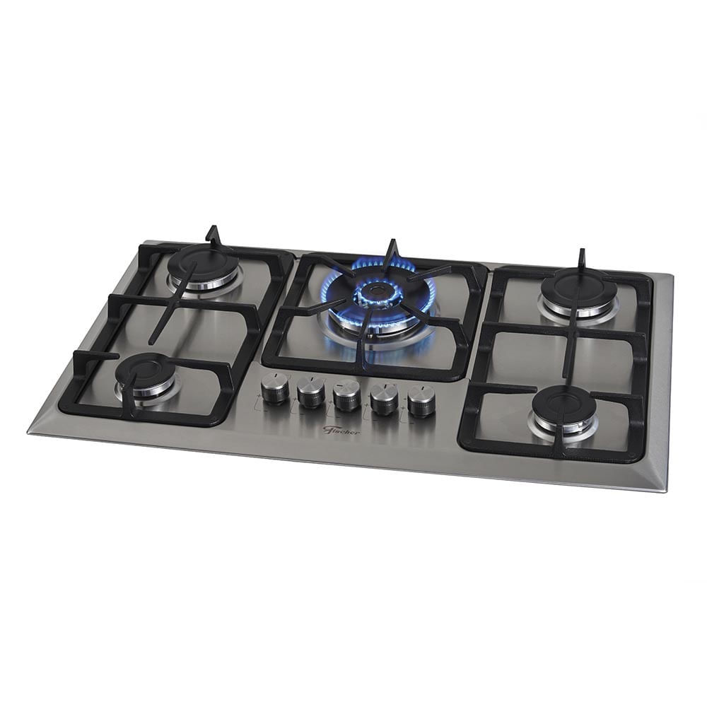 Cooktop 5 Bocas Fischer Infinity Trempe De Ferro Tripla Chama à Gás Mesa Inox Bivolt em Oferta na Shopee