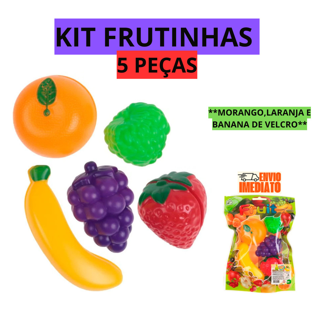 Kit Frutinhas de Brinquedo com Velcro 5 Peças – Brinquedo Educativo para Faz de Conta em Oferta na Shopee