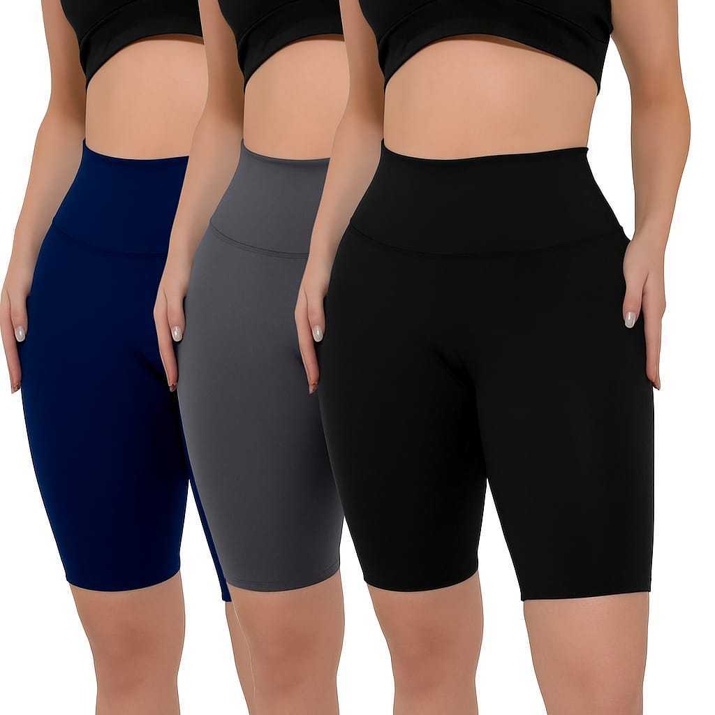 Kit 3 Bermuda Ciclista Legging feminina Bermuda Academia Cintura Alto em Suplex envio rapido