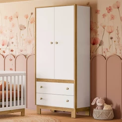 Guarda-Roupa de Bebê Flora 2 Portas 2 Gavetas - Qmovi