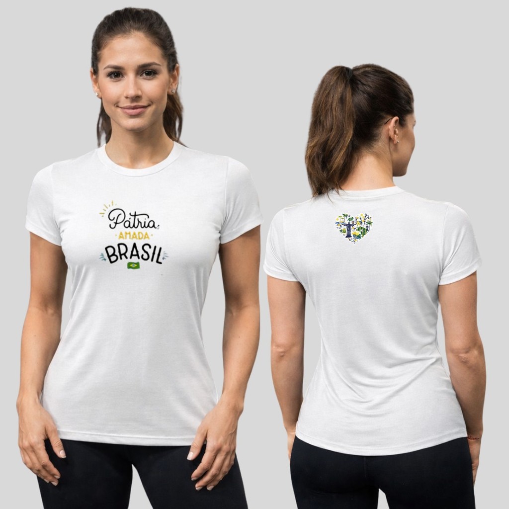Camisa Dry-Fit Feminina BRASIL 01 Academia Corrida Crossfit Skate Basquete Unissex | Respiravél
