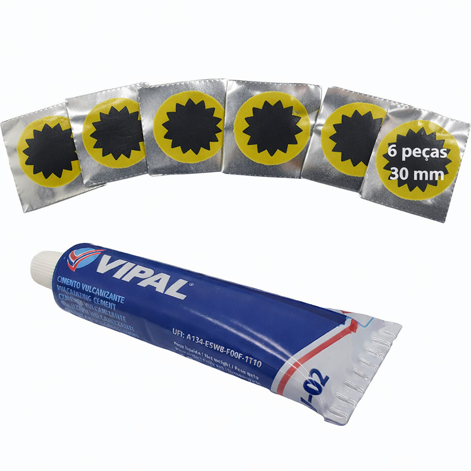 06 Remendos R-00 + Cola Vipal CB-01 | Reparo de Pneu Bicicleta e Moto ‍️Original