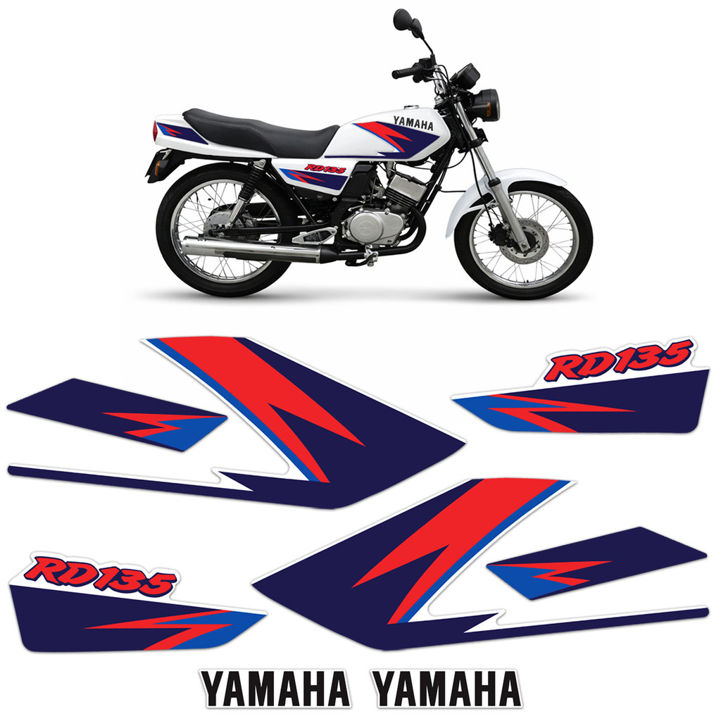 Kit Adesivos Para Yamaha RD 135 1997 Moto Branca Laterais