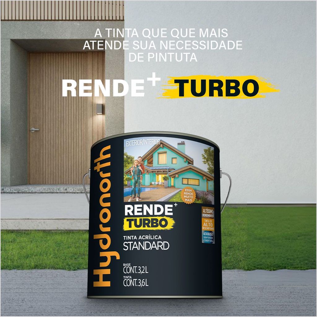 Tinta Acrílica Standart Rende+ Turbo 3,6 Litros Cores Hydronorth