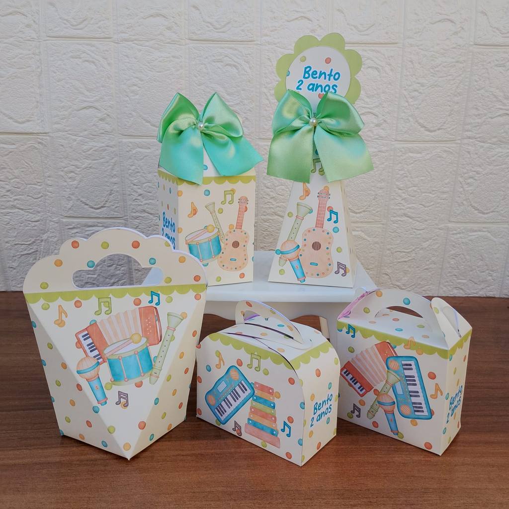 PEGUE E MONTE - Kit Festa Personalizados INSTRUMENTOS MUSICAL Lembrancinhas Caixinhas para Aniversário