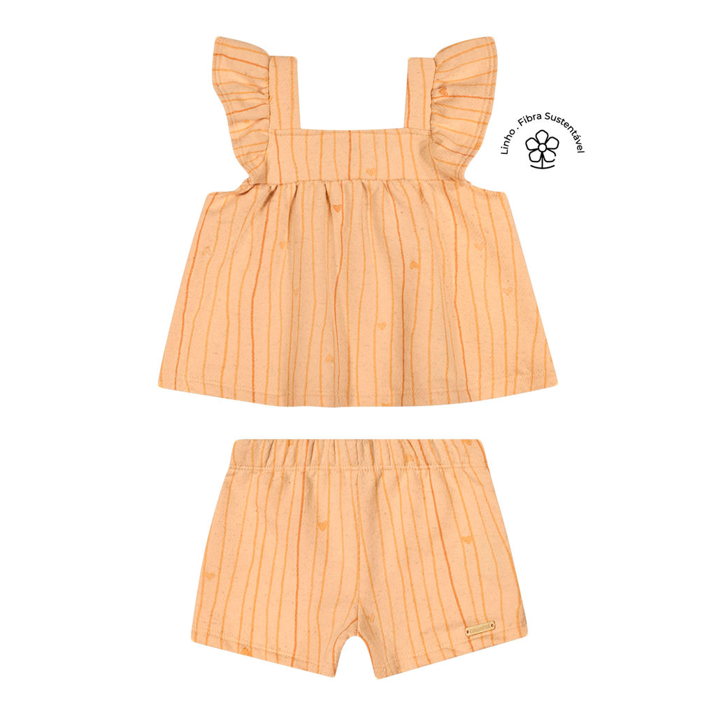 Conjunto Bebê Menina Moletom Linho Colorittá Laranja em Oferta na Shopee