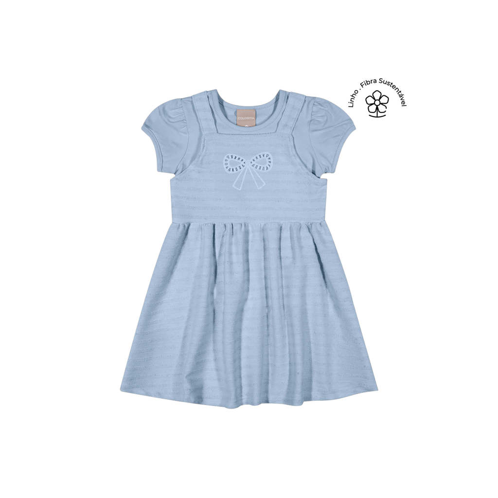 Conjunto Infantil Menina Vestido Bordado Colorittá Azul em Oferta na Shopee