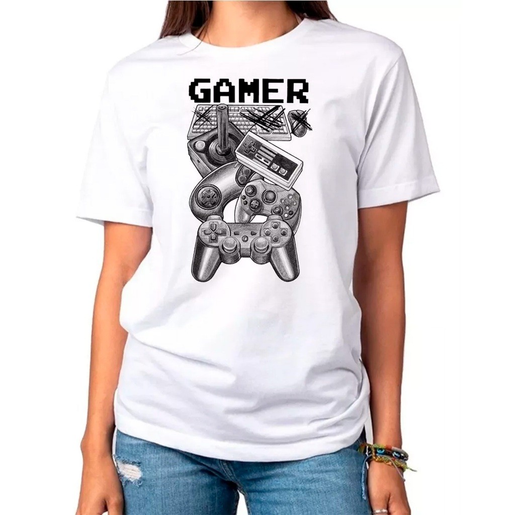 Camiseta Masculina Premium Gamer Controle De Vídeo Game Camisa Básica  Infantil Confortável Street PlayStation Criança