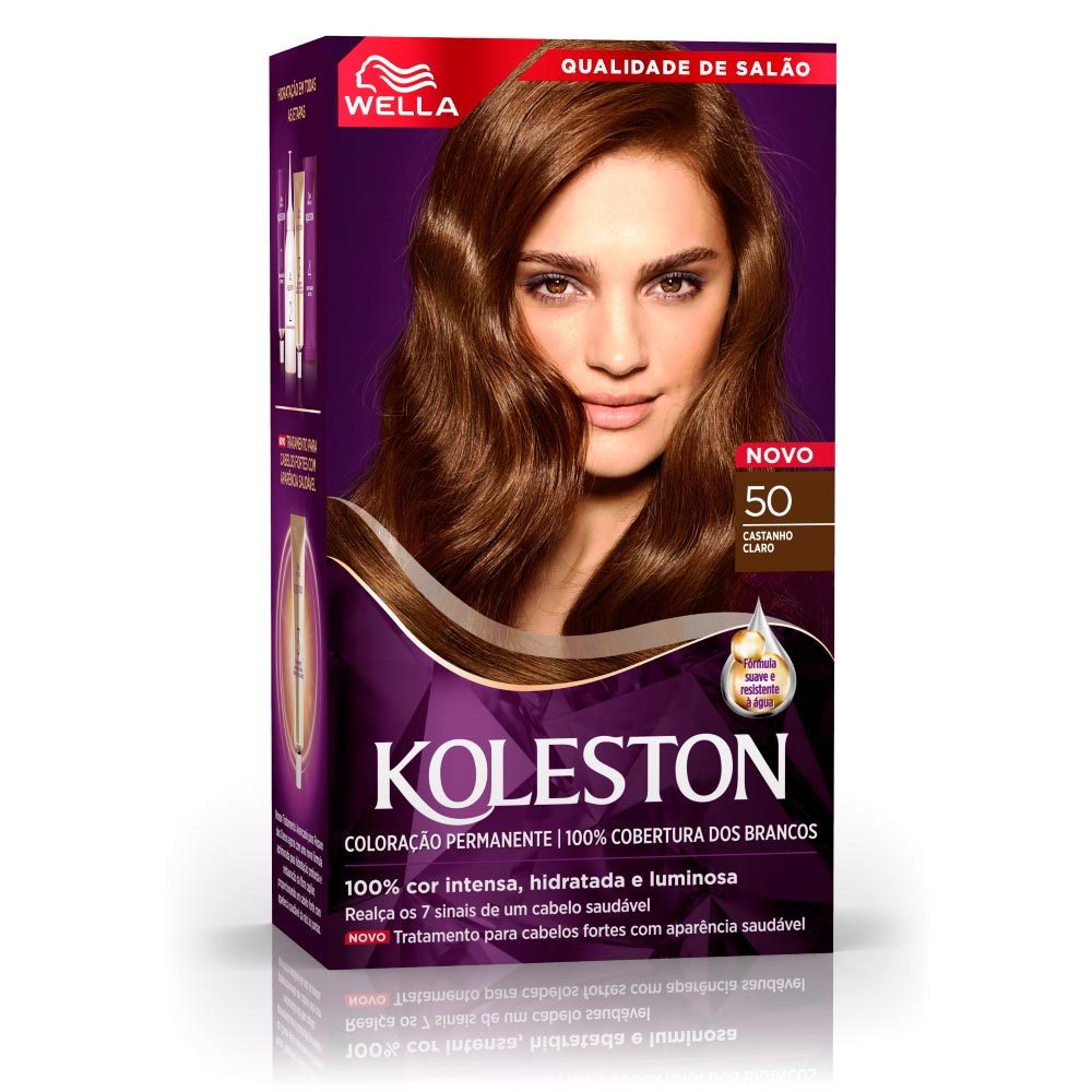 Tintura Creme Koleston Wella Castanho Claro 50 Kit em Oferta na Shopee