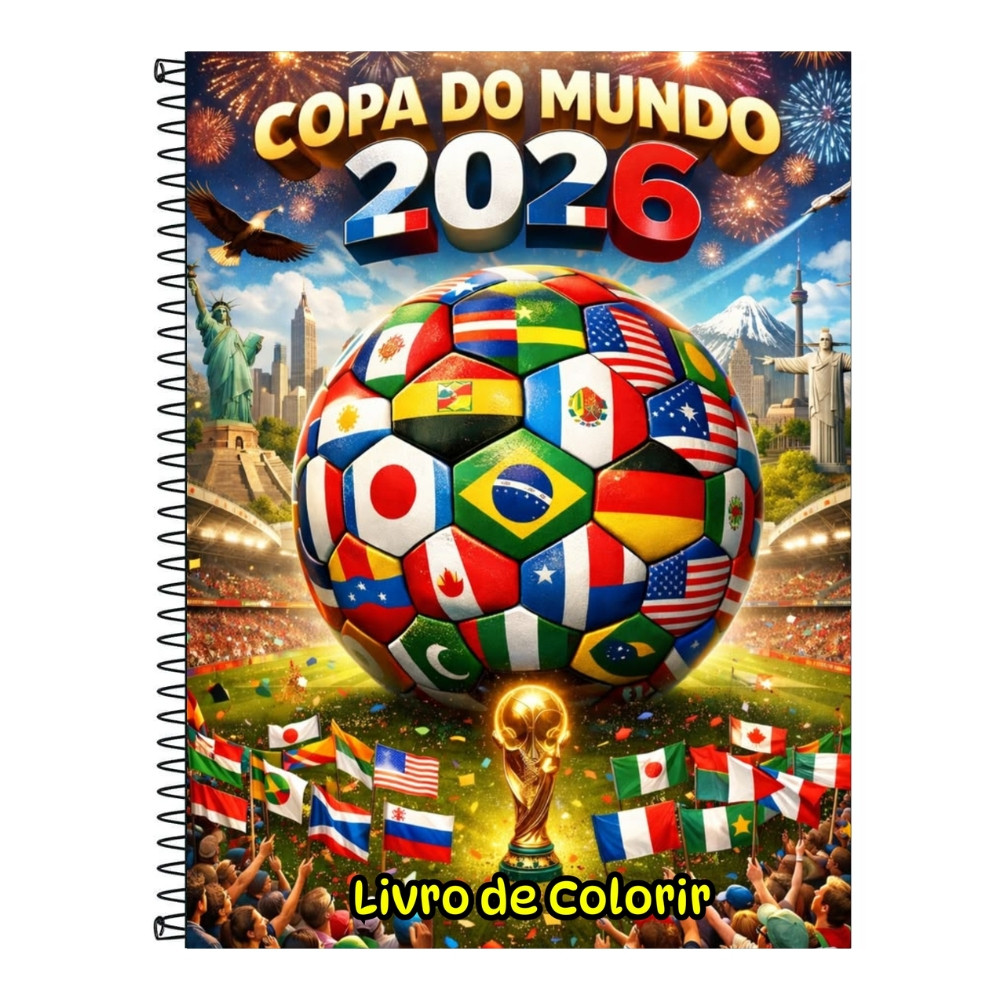 Livro para Colorir Ilustrações da Copa do Mundo 2026