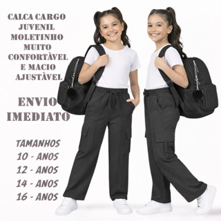 Calça Cargo Juvenil Moletinho Bolso Lateral Estilo em Oferta na Shopee