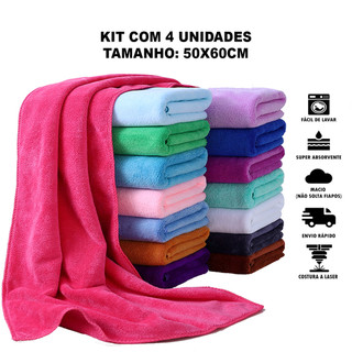 Kit 4 Panos de Limpeza Multiuso Microfibra 50x60cm