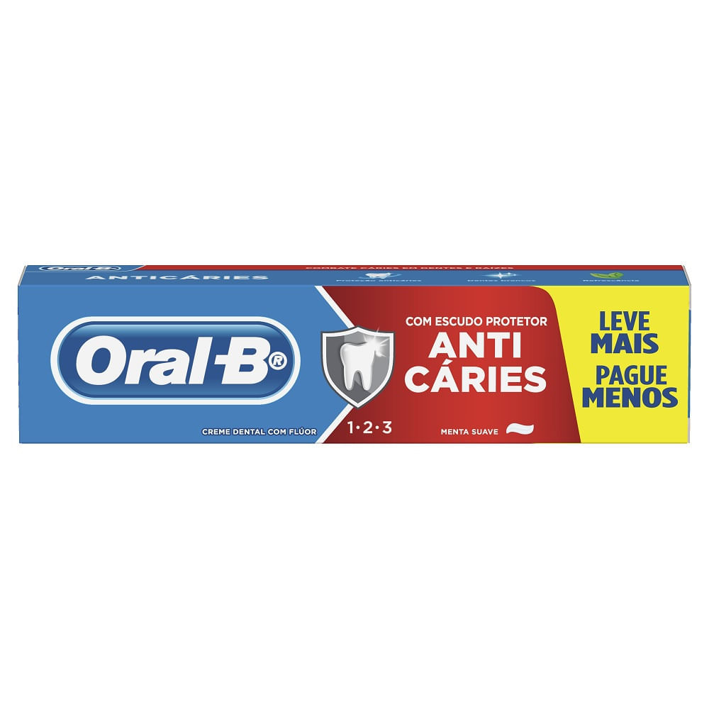 Creme Dental Oral B Anticarie 123 Menta Suave 150g em Oferta na Shopee
