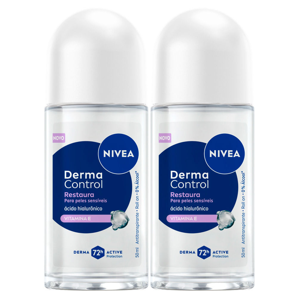 Kit 2 Desodorante Nivea Derma Control Restaura Roll-On Antitranspirante 50ml em Oferta na Shopee