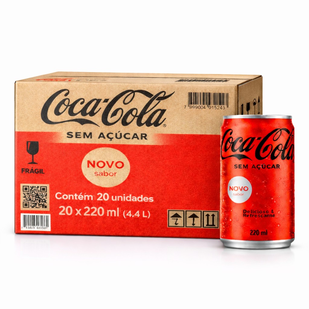 Kit 20 Refrigerante COCA COLA Sem Açucar Lata 220ml