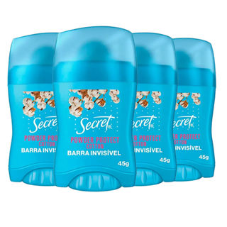 Kit Desodorante Antitranspirante Secret Clear Barra Powder Protect Algodão 45g - 4 Unidades em Oferta na Shopee