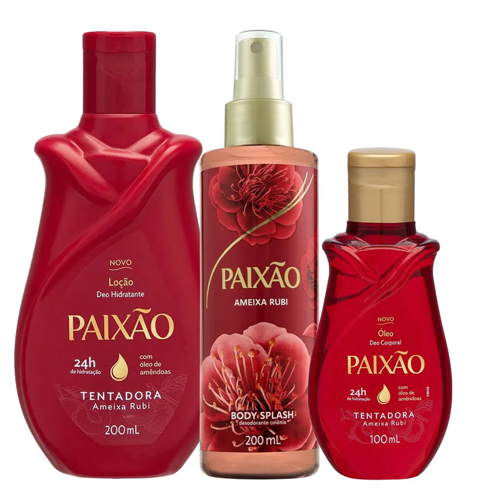 Kit Paixão Tentadora Ameixa Rubi Loção Hidratante + Óleo Corporal + Body Splash em Oferta na Shopee