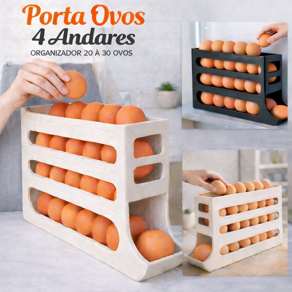 Porta Ovos Dispenser Rolante 4 Andares Plástico Resistente 30 Ovos